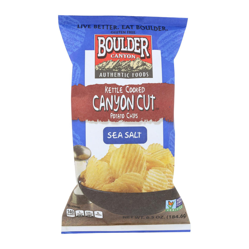 Boulder Canyon - Kettle Cooked Canyon Cut Potato Chips -natural - Case Of 12 - 6.5 Oz - Lakehouse Foods