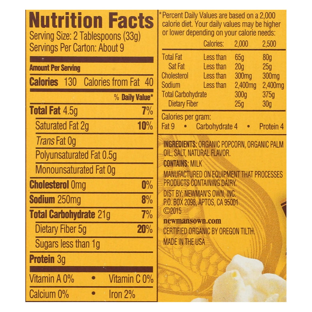 Newman's Own Organics Butter - Popcorn - Case Of 12 - 3.3 Oz. - Lakehouse Foods