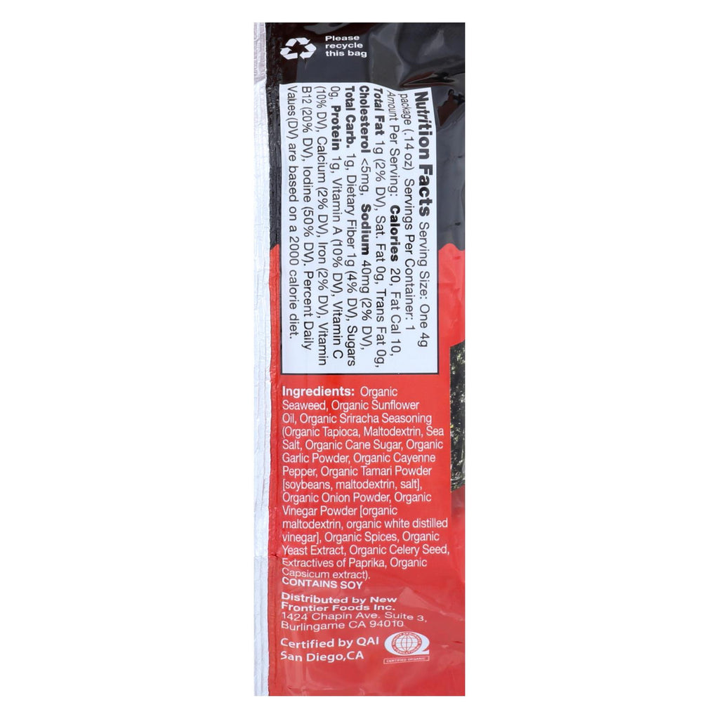 Ocean's Halo Seaweed, Sriracha Snack  - Case Of 12 - .14 Oz - Lakehouse Foods