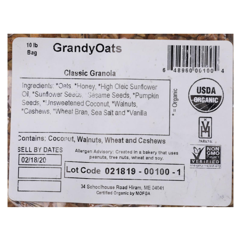 Grandy Oats Granola Classic - Single Bulk Item - 10lb - Lakehouse Foods