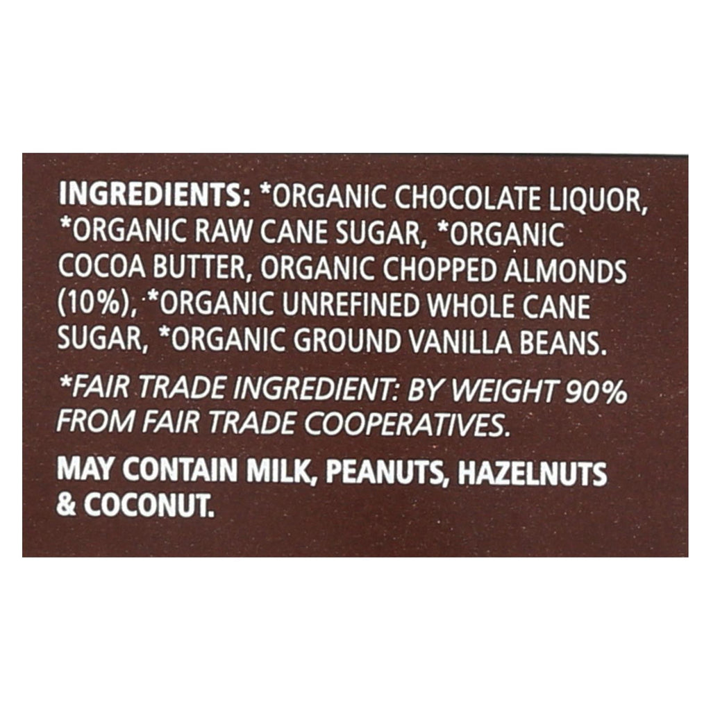Equal Exchange Organic Dark Chocolate Bar - Almonds - Case Of 12 - 2.8 Oz. - Lakehouse Foods