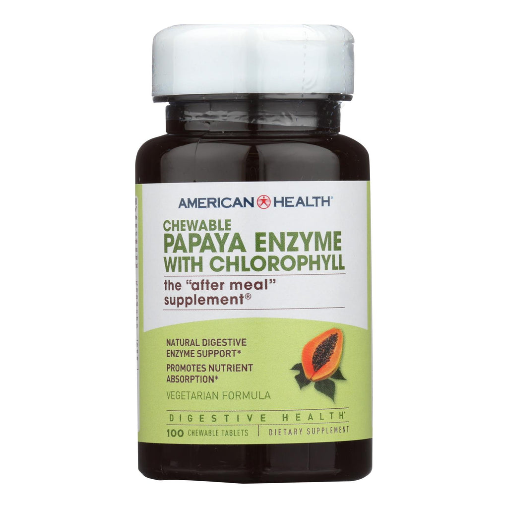 American Health - Papaya Enzyme With Chlorophyll Chewable - 100 Chewable Tablets - Lakehouse Foods