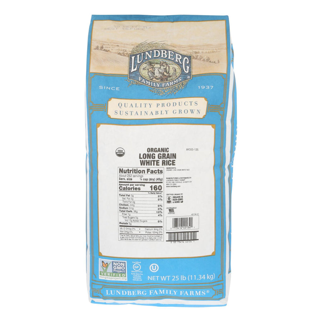 Lundberg Family Farms Organic White Long Grain Rice - Case Of 25 Lbs - Lakehouse Foods