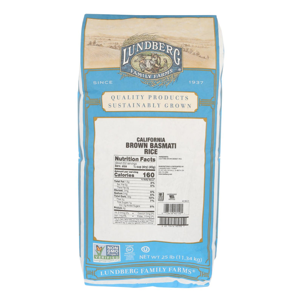 Lundberg Family Farms Brown Basmati Rice - Case Of 25 Lbs - Lakehouse Foods