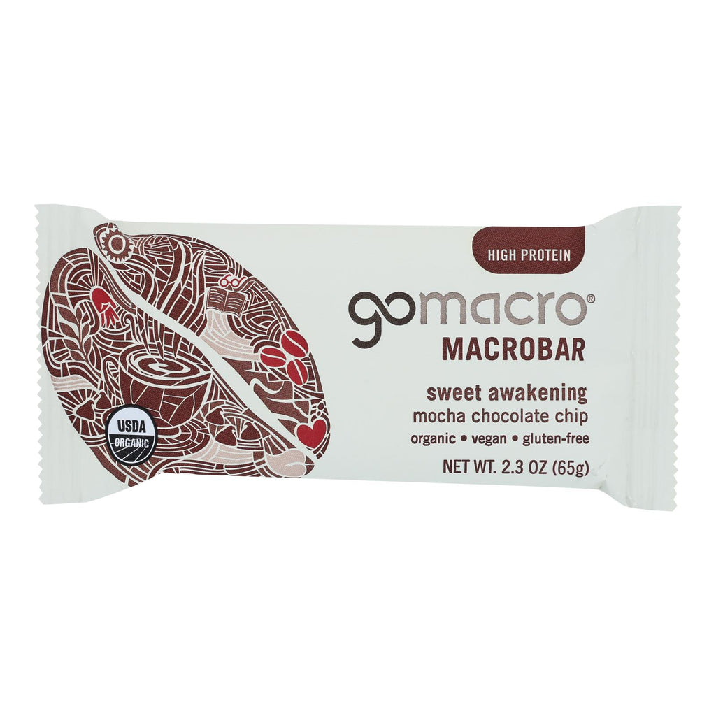 Gomacro Bar - Organic - Mocha - Chocolate Chip - Case Of 12 - 2.3 Oz - Lakehouse Foods