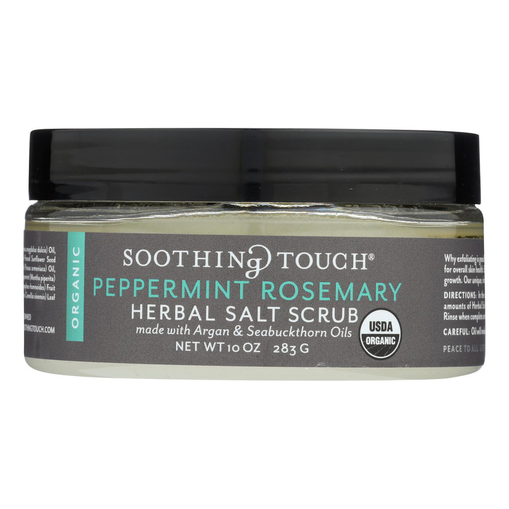 Soothing Touch Scrub - Organic - Salt - Herbal - Peppermint Rosemary - 10 Oz - Lakehouse Foods