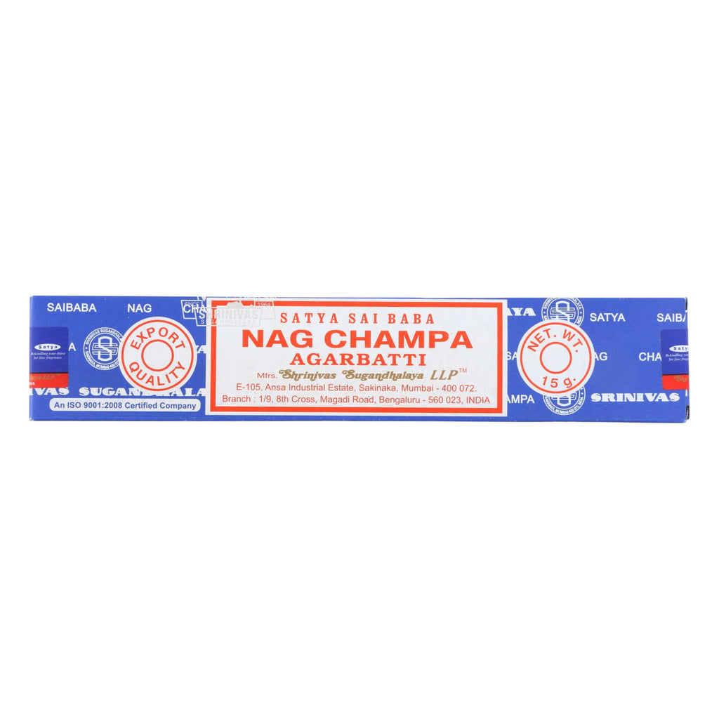 Sai Baba Nag Champa Agarbatti Incense - 15 G - Case Of 12 - Lakehouse Foods
