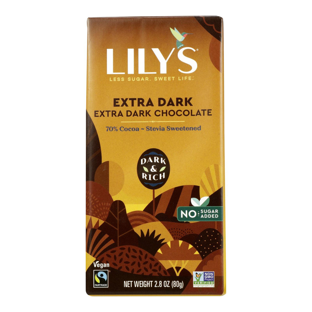 Lily's Sweets Chocolate Bar - Extra Dark Chocolate - 70% Cocoa - 2.8 Oz Bars - Case Of 12 - Lakehouse Foods