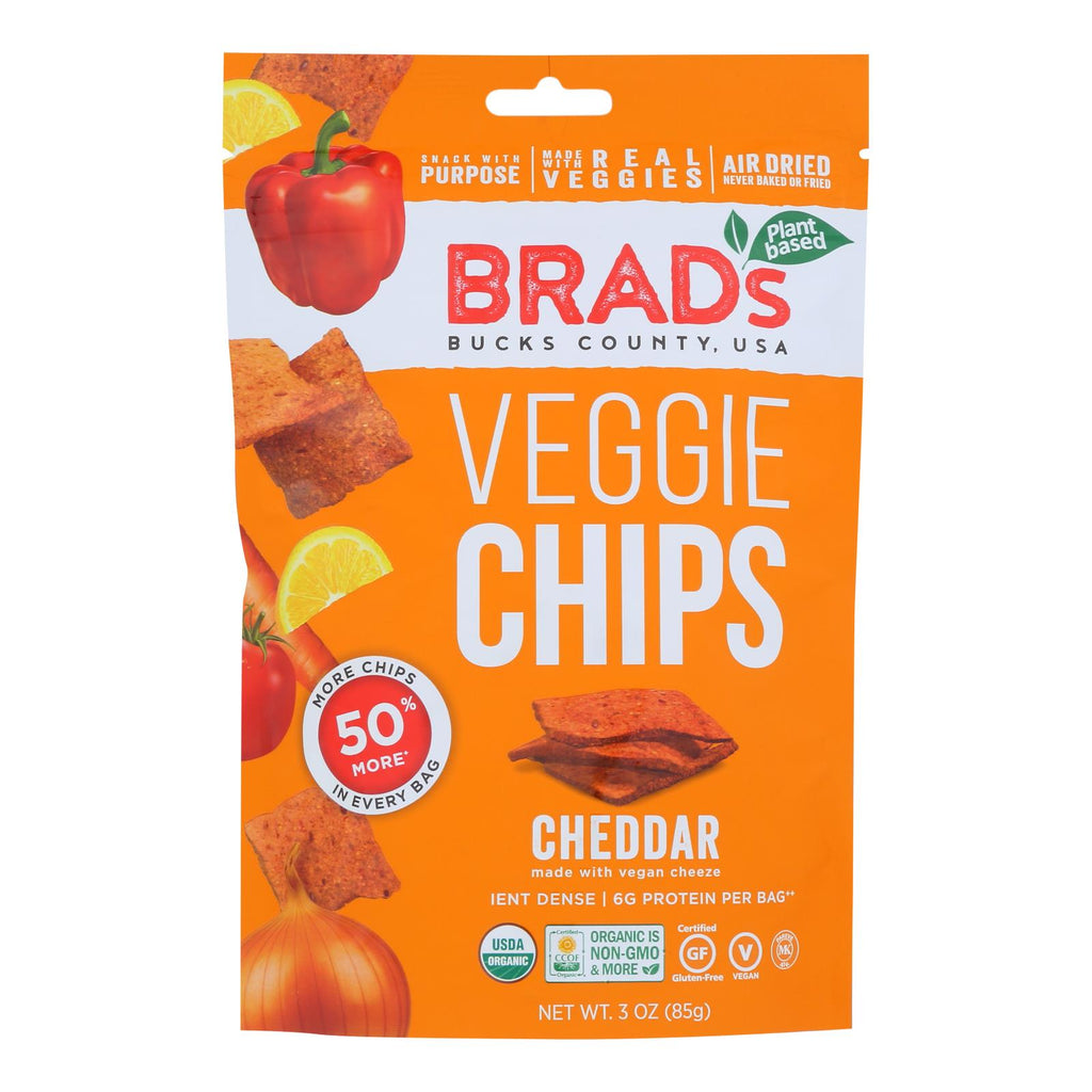 Brad's Plant Based - Raw Chips - Cheddar - Case Of 12 - 3 Oz. - Lakehouse Foods