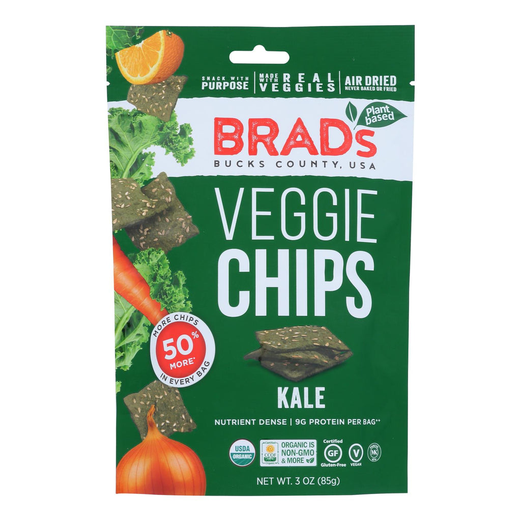 Brad's Plant Based - Raw Chips - Kale - Case Of 12 - 3 Oz. - Lakehouse Foods