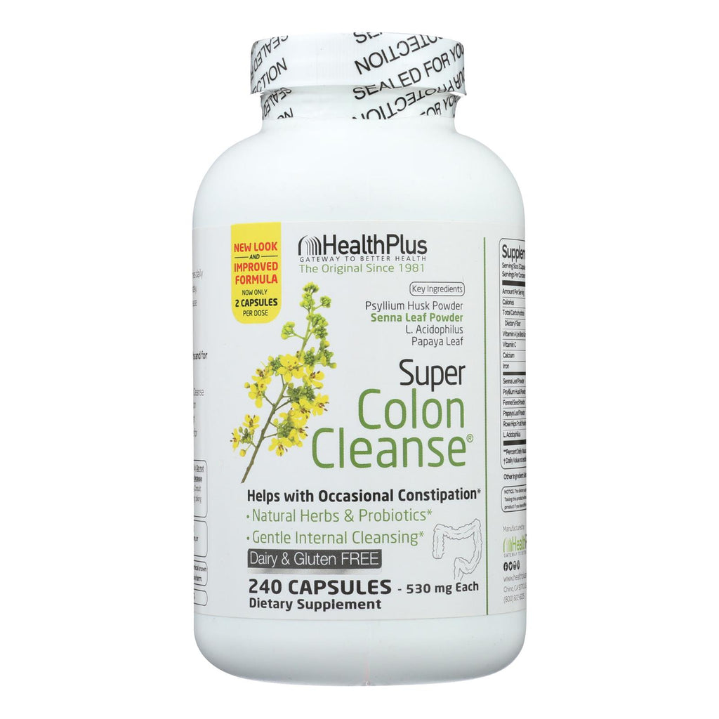 Health Plus - Super Colon Cleanse - 500 Mg - 240 Capsules - Lakehouse Foods