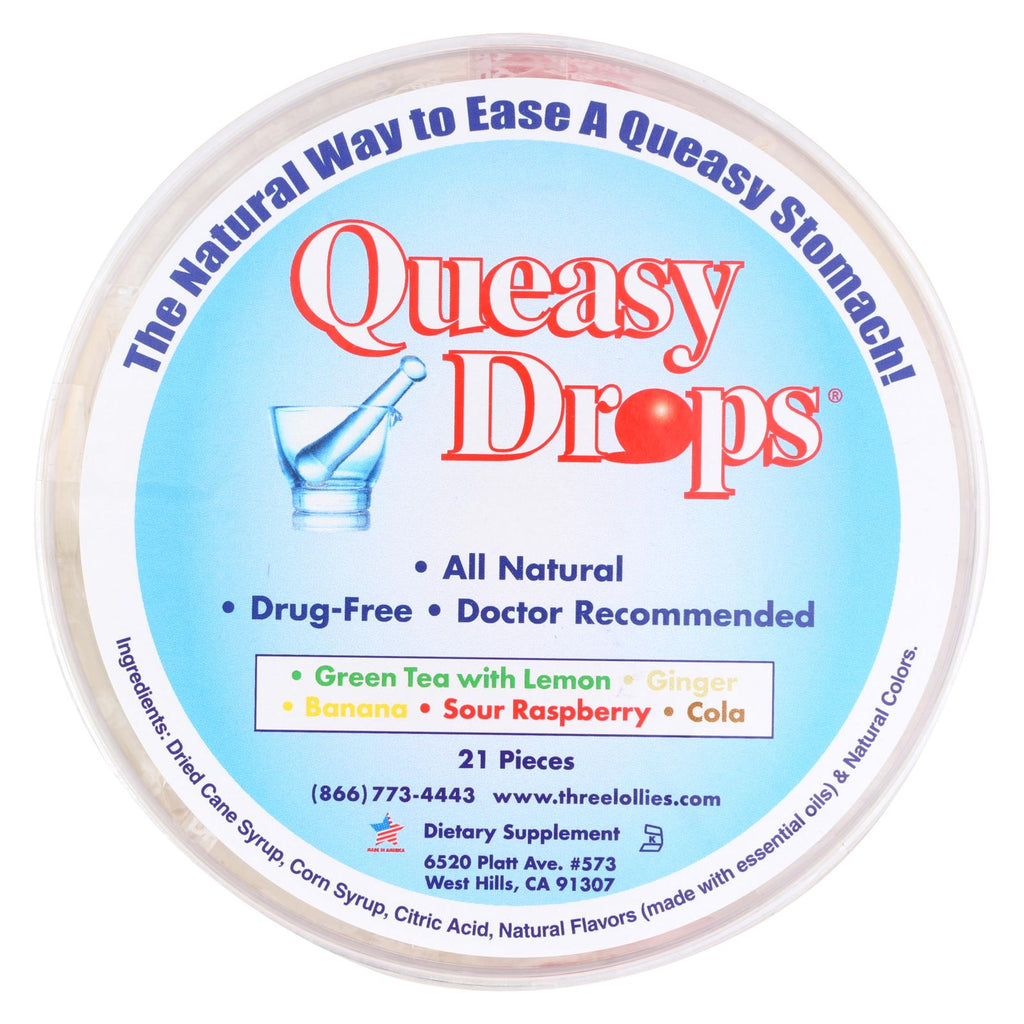Three Lollies Queasy Drops - Container - 21 Pack - Lakehouse Foods