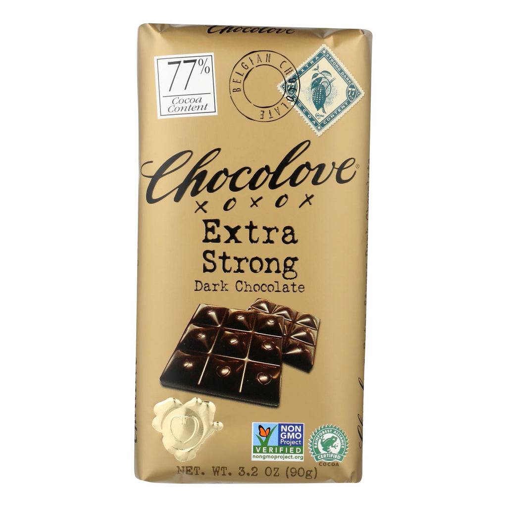 Chocolove Xoxox - Premium Chocolate Bar - Dark Chocolate - Extra Strong - 3.2 Oz Bars - Case Of 12 - Lakehouse Foods