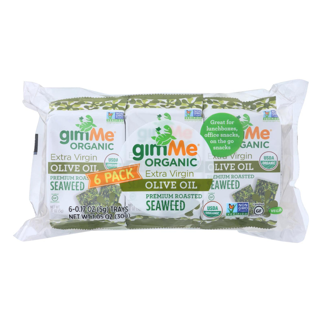 Gimme Seaweed Snacks Seaweed Snack - Organic - Extra Virgin Olive Oil - Case Of 8 - 6-.17 Oz - Lakehouse Foods
