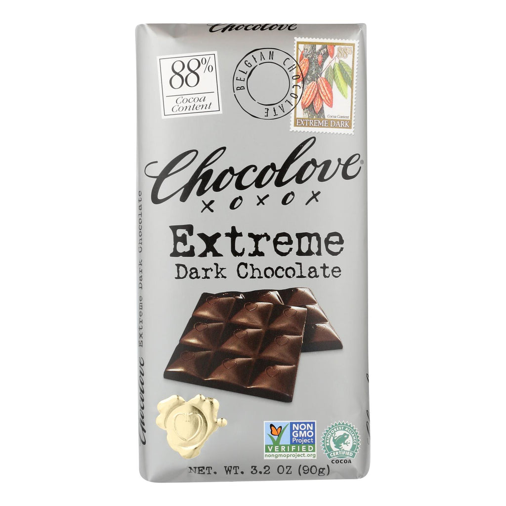 Chocolove Xoxox - Dark Chocolate Bar - Extreme - Case Of 12 - 3.2 Oz - Lakehouse Foods