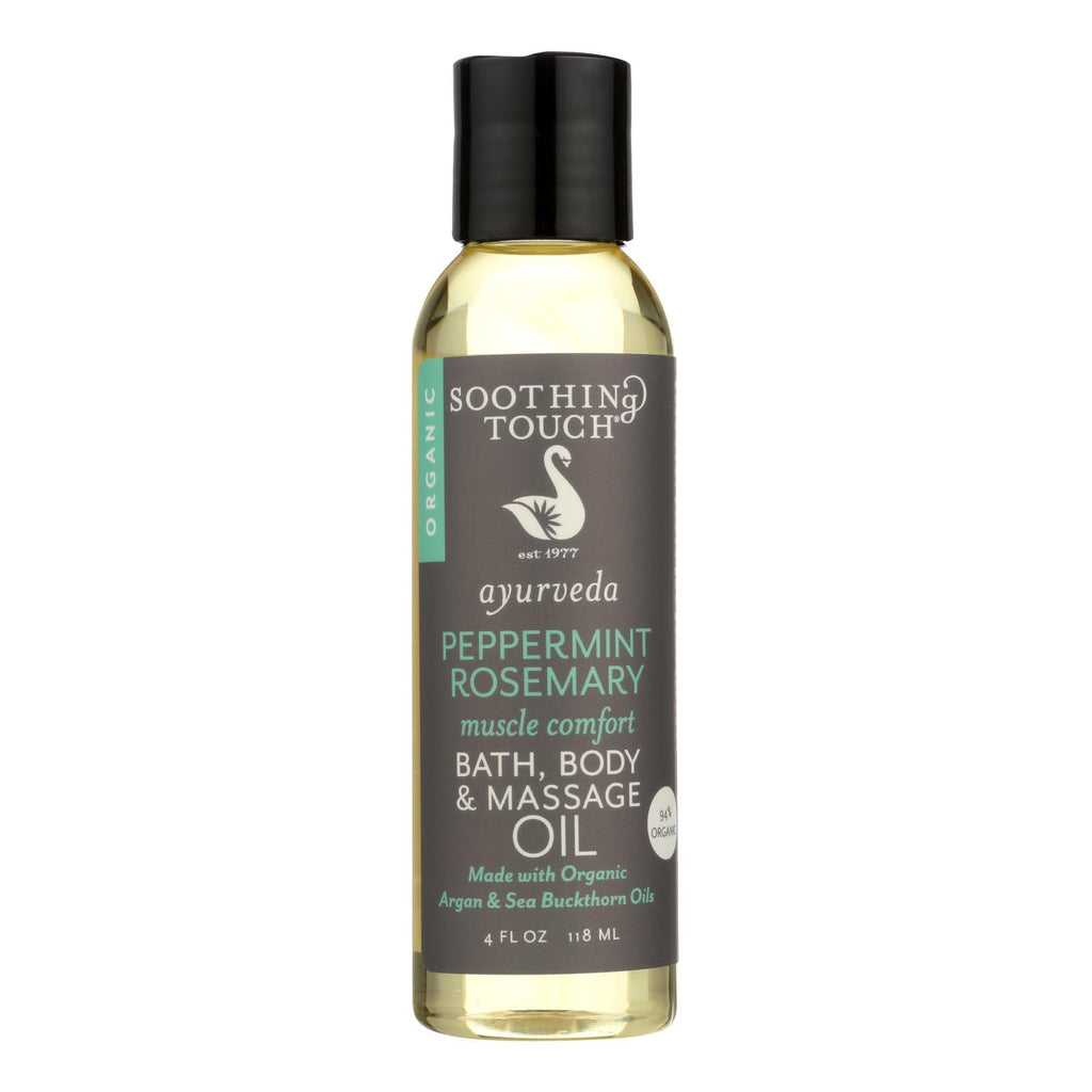 Soothing Touch Bath Body And Massage Oil - Organic - Ayurveda - Peppermint Rosemary - Muscle Comfort - 4 Oz - Lakehouse Foods