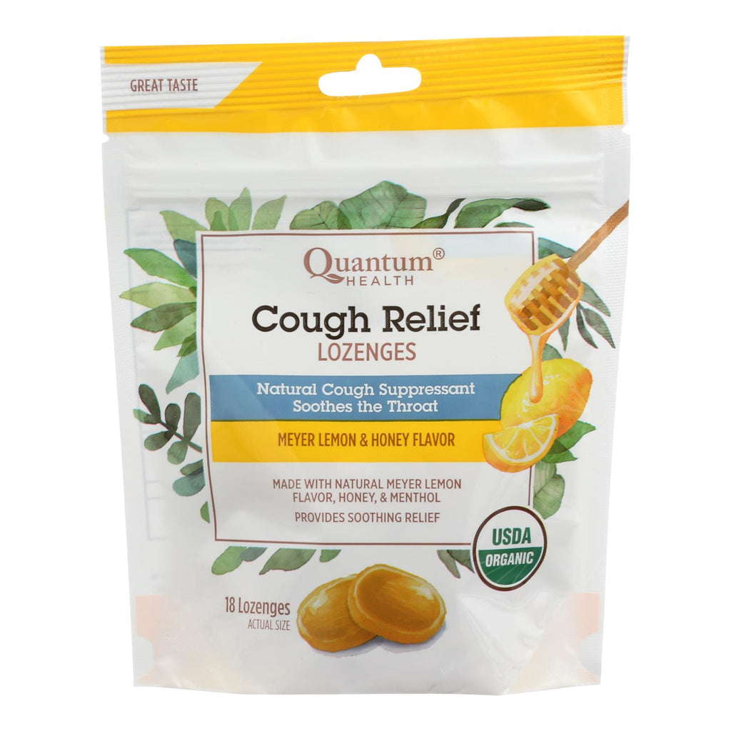 Quantum Research Organic Cough Relief Lozenges - Meyer Lemon & Honey - 18 Count - Lakehouse Foods