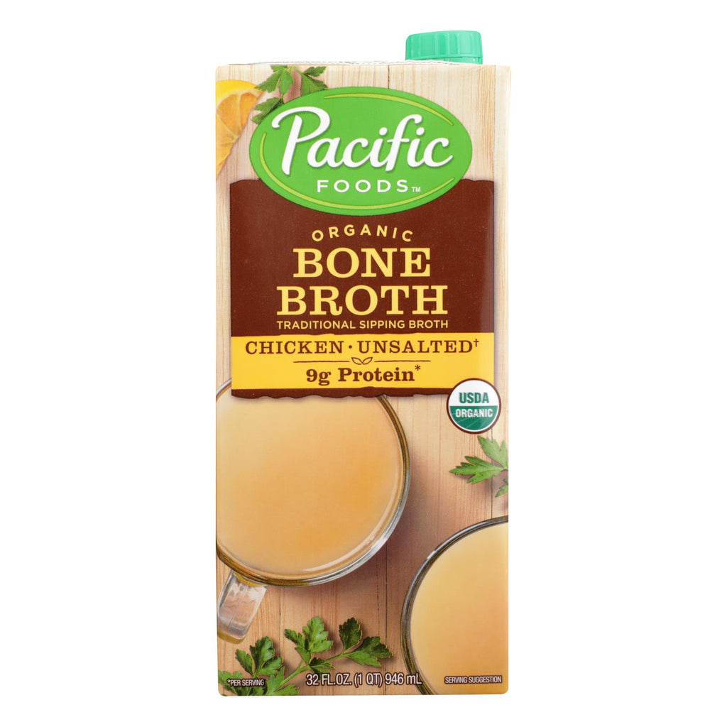 Pacific Natural Foods Bone Broth - Chicken - Case Of 12 - 32 Fl Oz. - Lakehouse Foods