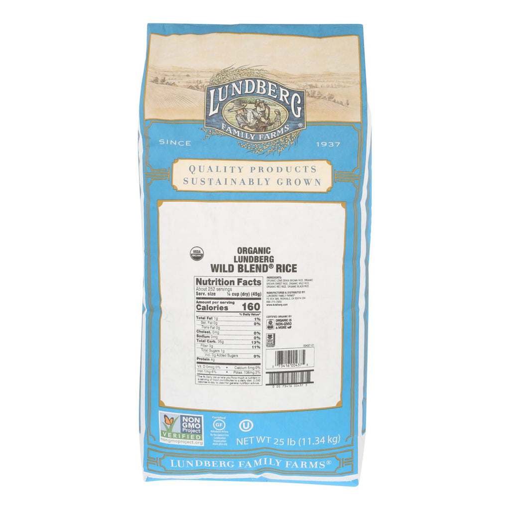 Lundberg Family Farms Organic Wild Blend Gourmet Brown Rice - Case Of 25 Lbs - Lakehouse Foods