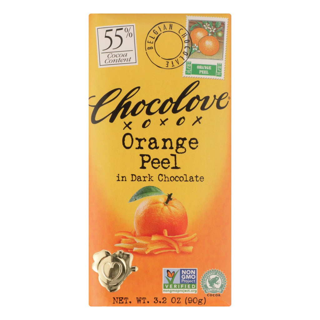 Chocolove Xoxox - Premium Chocolate Bar - Dark Chocolate - Orange Peel - 3.2 Oz Bars - Case Of 12 - Lakehouse Foods