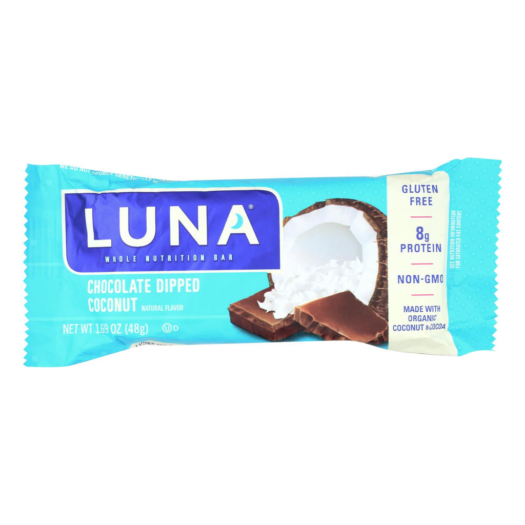 Clif Bar Luna Bar - Organic Chocolate Dipped Coconut - Case Of 15 - 1.69 Oz - Lakehouse Foods