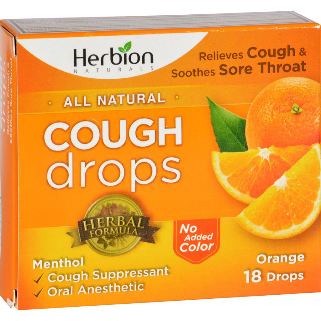 Herbion Naturals Cough Drops - All Natural - Orange - 18 Drops - Lakehouse Foods