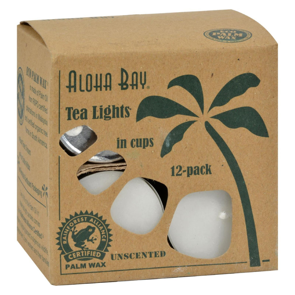 Aloha Bay - Palm Wax Tea Lights With Aluminum Holder - 12 Candles - Lakehouse Foods