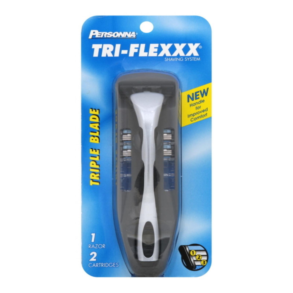 Personna Tri-flexxx Triple Blade Shaving System For Men - 1 Razor 2 Cartridges - Lakehouse Foods