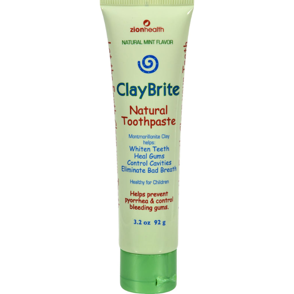 Zion Health Claybrite Natural Toothpaste - Natural Mint - 3.2 Oz - Lakehouse Foods