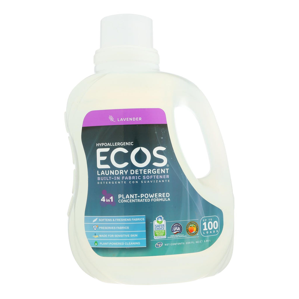 Earth Friendly Ecos Ultra 2x All Natural Laundry Detergent - Lavender - Case Of 4 - 100 Fl Oz - Lakehouse Foods