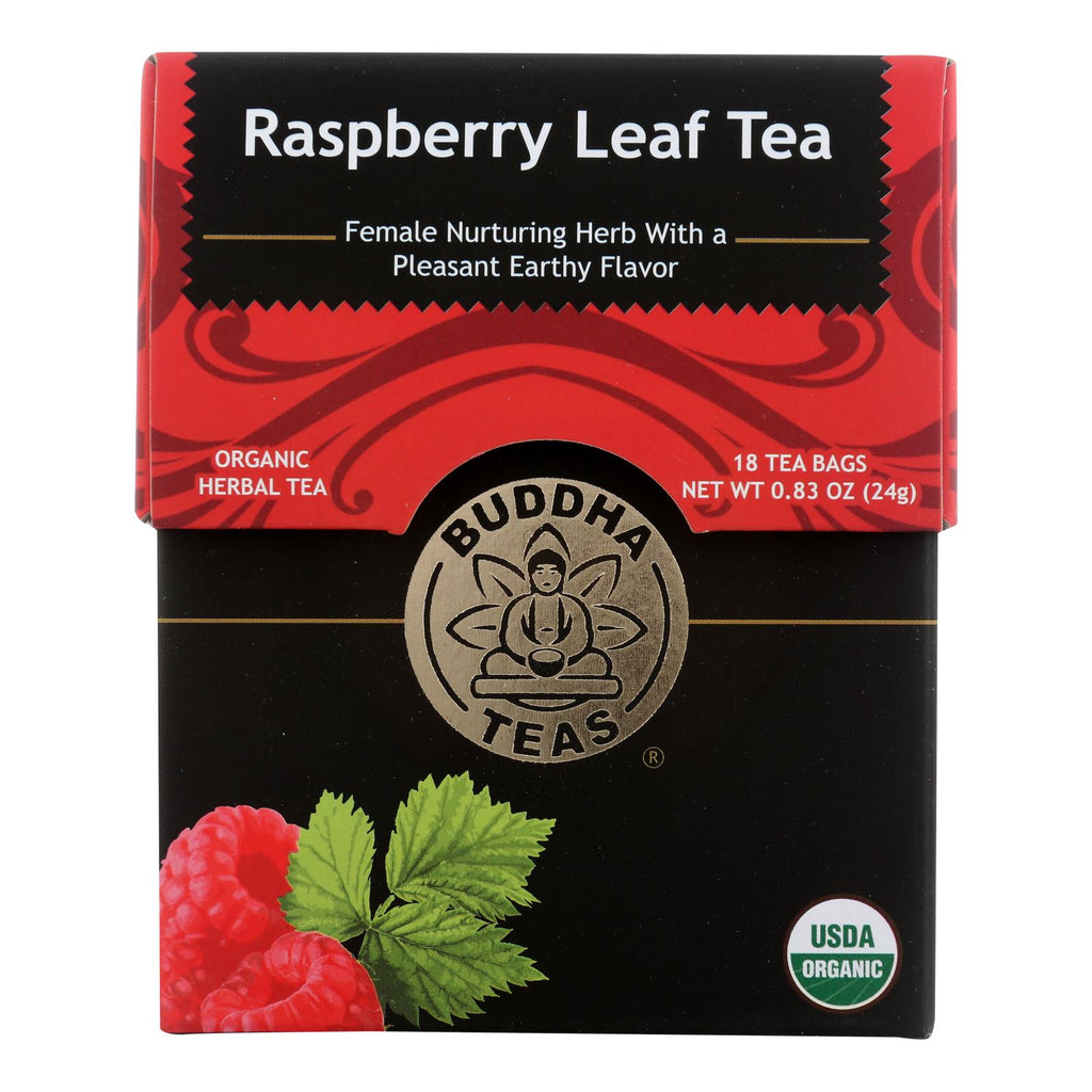 Buddha Teas - Organic Tea - Raspberry Leaf - Case Of 6 - 18 Count - Lakehouse Foods
