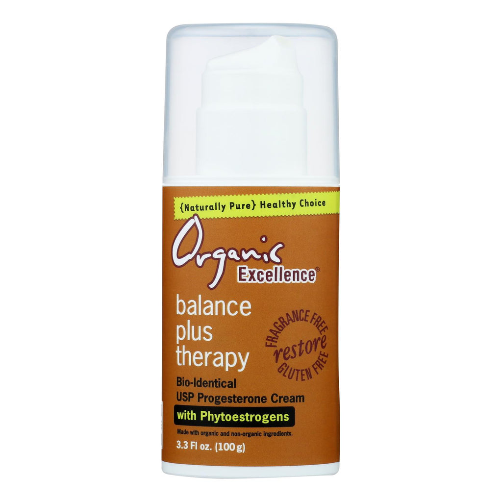 Organic Excellence Balance Plus Therapy Bio-identical Progesterone Cream With Phytoestrogens - 3 Oz - Lakehouse Foods