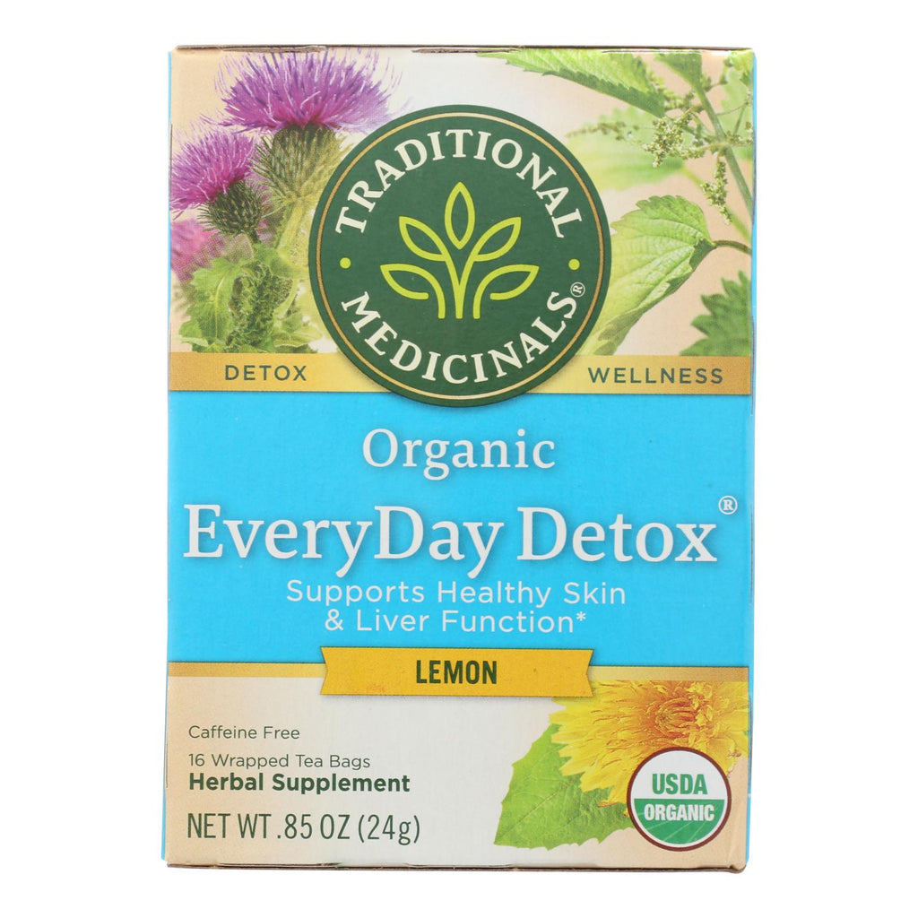 Traditional Medicinals Lemon Everyday Detox Herbal Tea - 16 Tea Bags - Case Of 6 - Lakehouse Foods