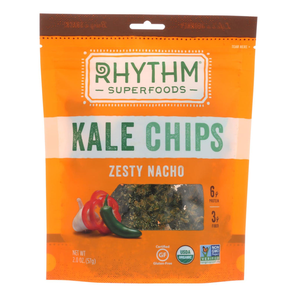 Rhythm Superfoods Kale Chips - Zesty Nacho - Case Of 12 - 2 Oz. - Lakehouse Foods