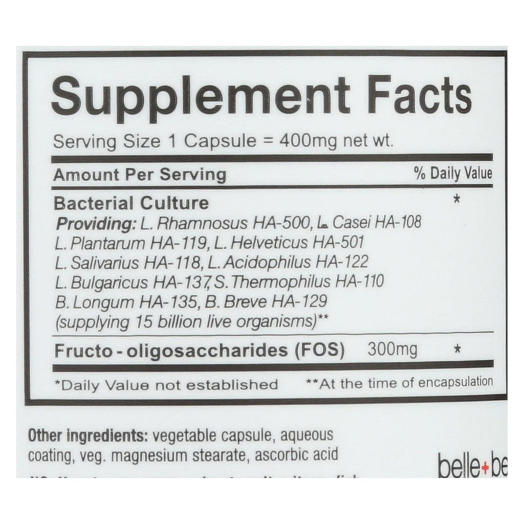 Belle And Bella Ultra 10 Probiotic - Maximum Strength - 30 Capsules - Lakehouse Foods