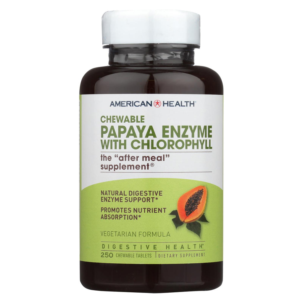 American Health - Papaya Enzyme With Chlorophyll Chewable - 250 Tablets - Lakehouse Foods