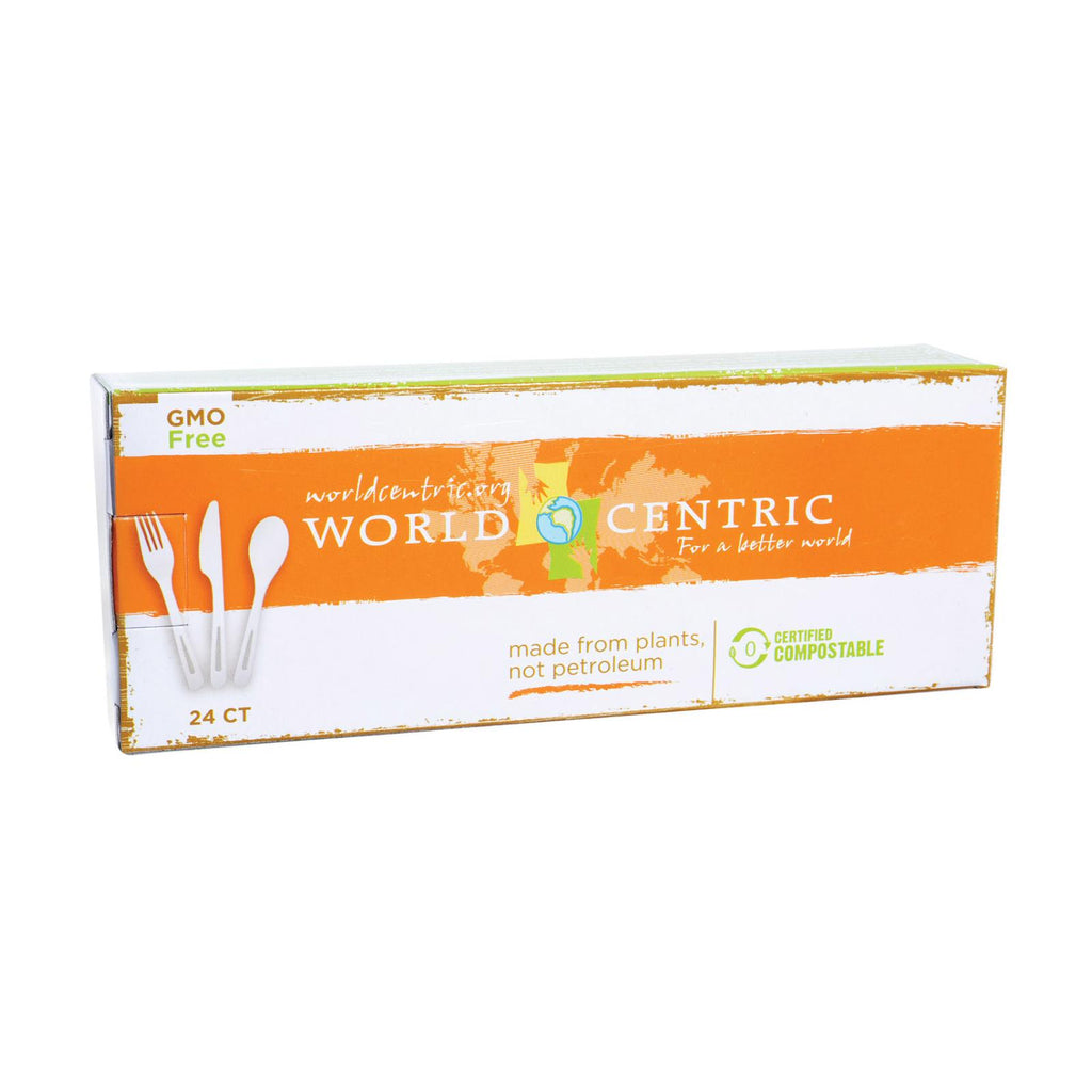 World Centric Assorted Corn Starch Flatware - Case Of 12 - 24 Count - Lakehouse Foods