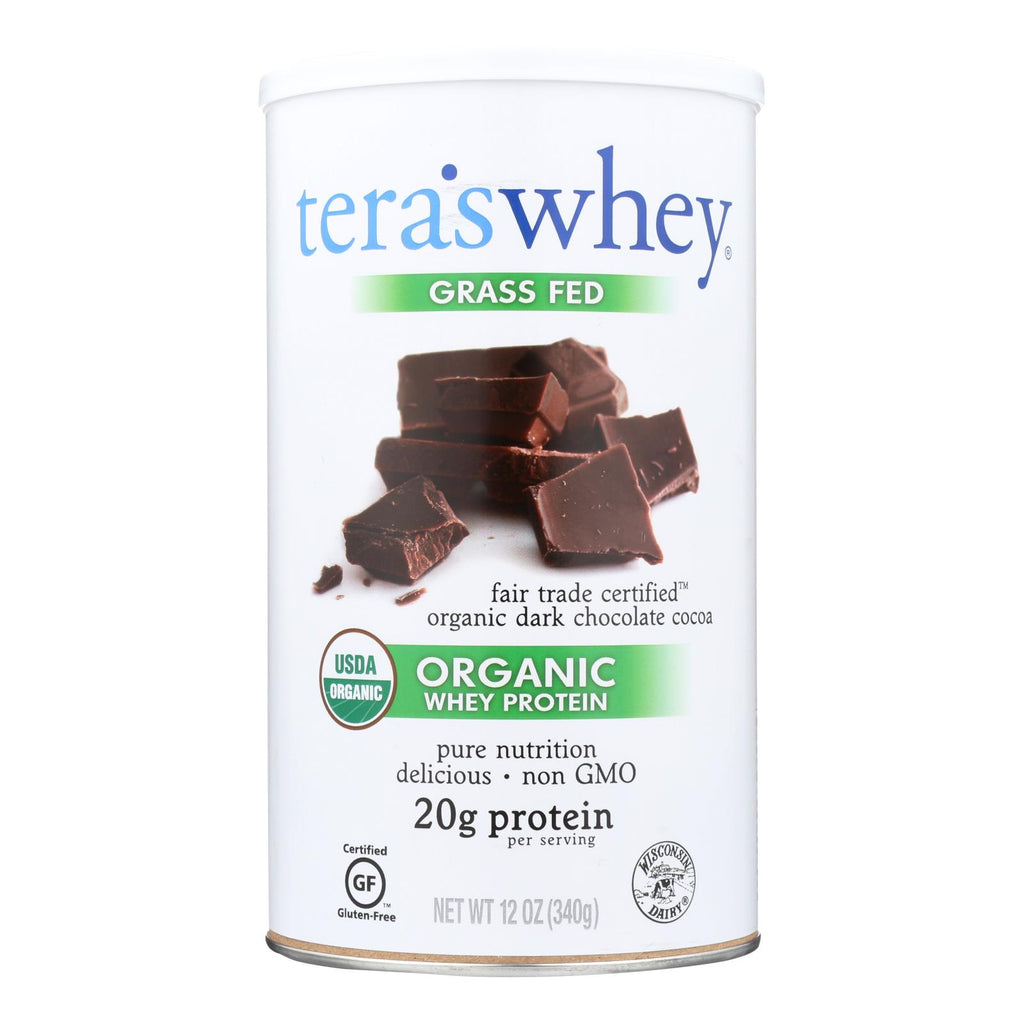 Teras Whey Protein Powder - Whey - Organic - Fair Trade Certified Dark Chocolate Cocoa - 12 Oz - Lakehouse Foods