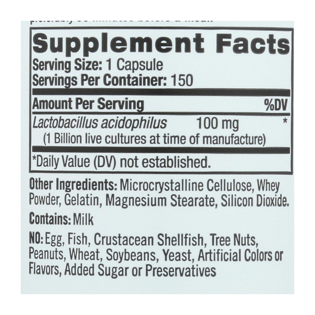 Natrol Acidophilus Probiotic - 100 Mg - 150 Capsules - Lakehouse Foods