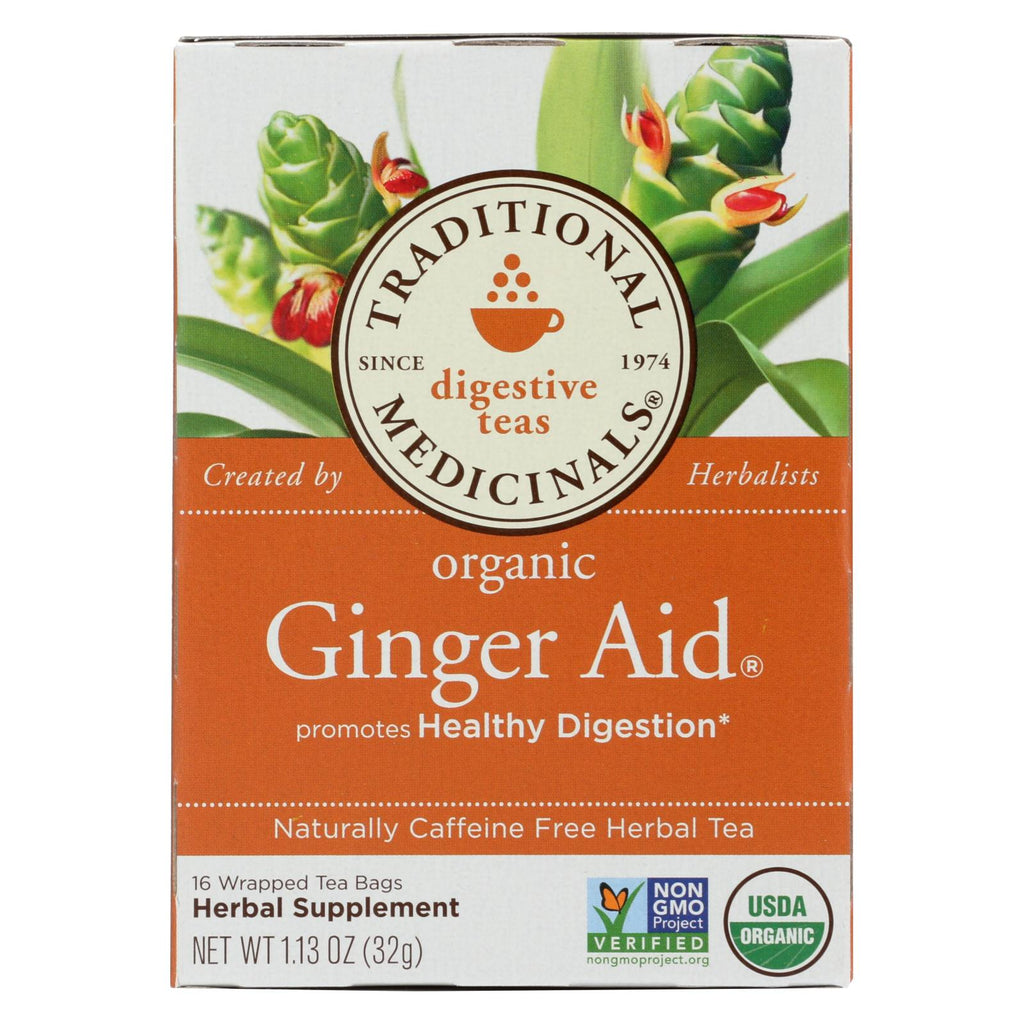 Traditional Medicinals Organic Ginger Aid Herbal Tea - 16 Tea Bags - Case Of 6 - Lakehouse Foods