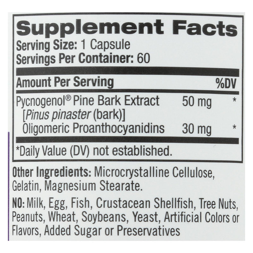 Natrol Pycnogenol - 50 Mg - 60 Capsules - Lakehouse Foods