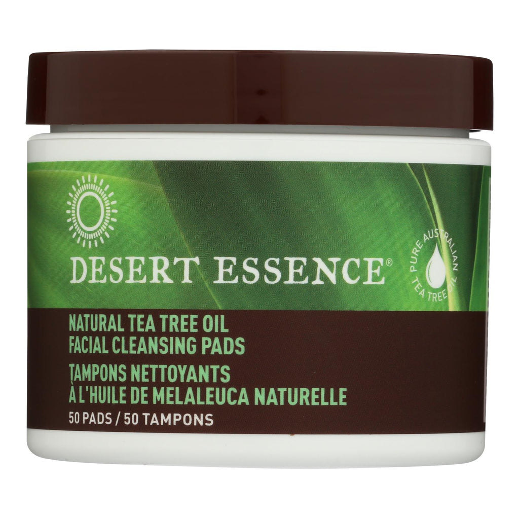 Desert Essence - Natural Tea Tree Oil Facial Cleansing Pads - Original - 50 Pads - Lakehouse Foods
