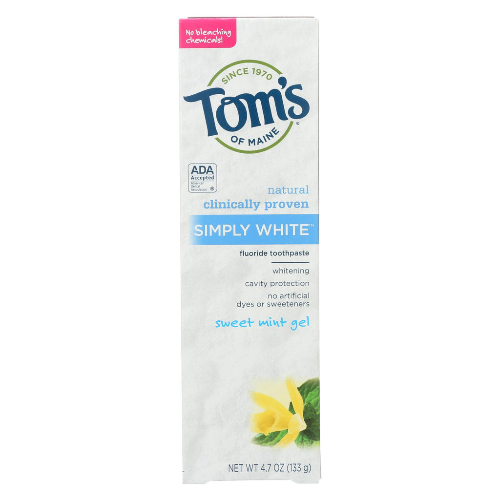 Tom's Of Maine Toothpaste - Simply White - Gel - Sweet Mint - 4.7 Oz - Case Of 6 - Lakehouse Foods