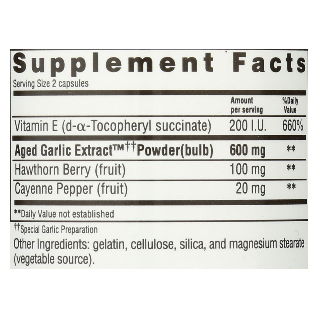 Kyolic - Aged Garlic Extract Healthy Heart Formula 106 - 100 Capsules - Lakehouse Foods