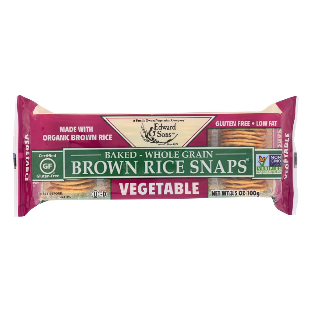 Edward And Sons Organic Vegetable Brown Rice Snaps - Case Of 12 - 3.5 Oz. - Lakehouse Foods