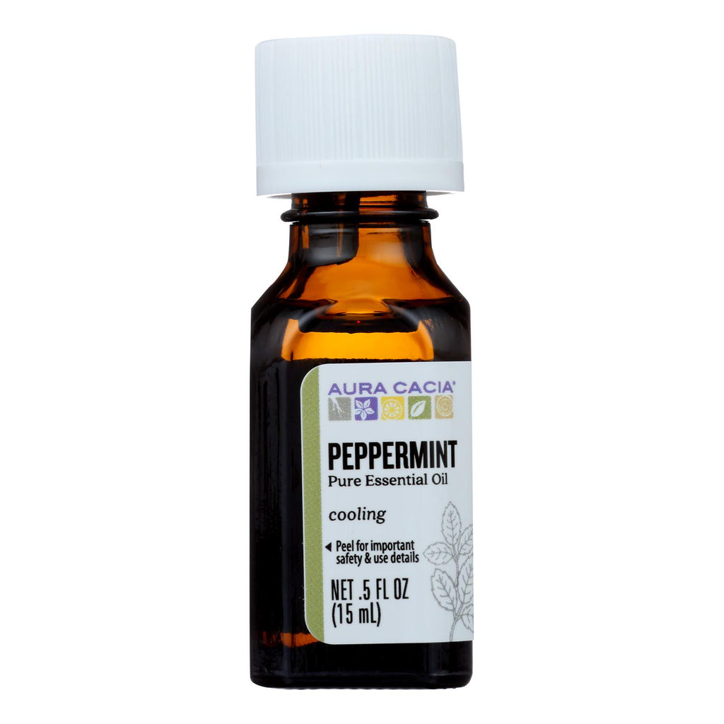 Aura Cacia - Pure Essential Oil Peppermint - 0.5 Fl Oz - Lakehouse Foods