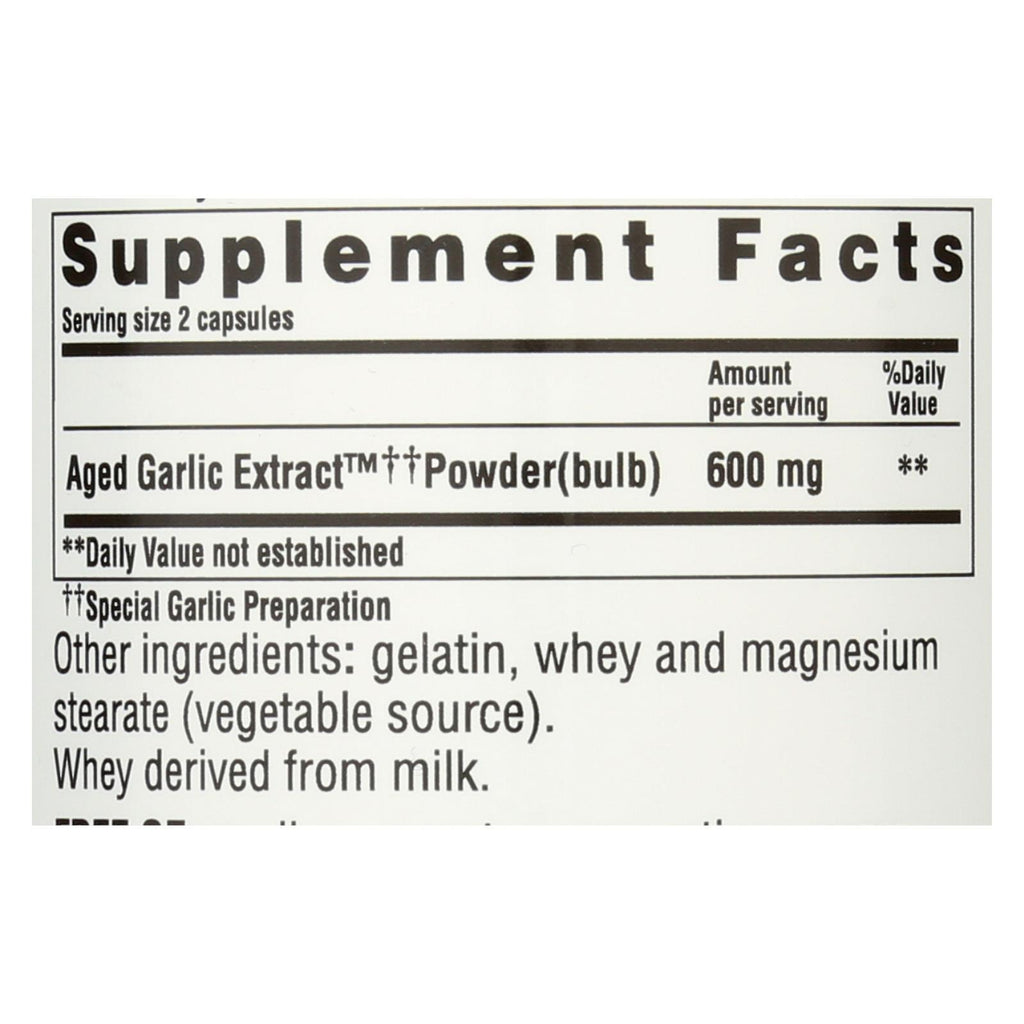 Kyolic - Aged Garlic Extract Cardiovascular Formula 100 - 200 Capsules - Lakehouse Foods
