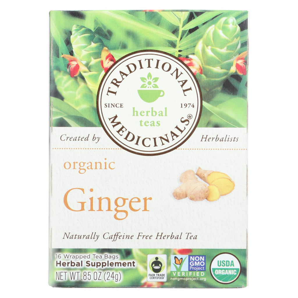Traditional Medicinals Organic Ginger Herbal Tea - 16 Tea Bags - Case Of 6 - Lakehouse Foods