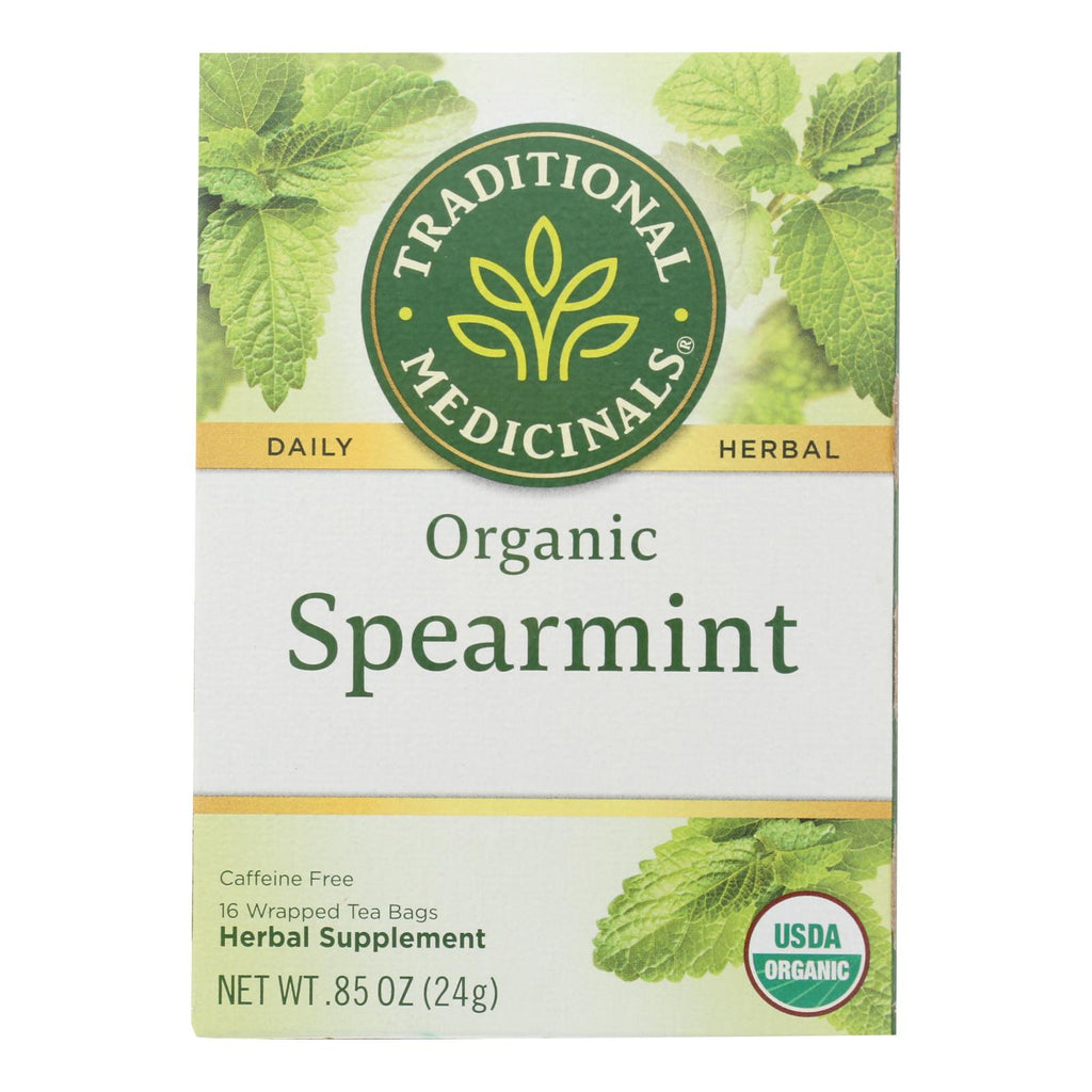 Traditional Medicinals Organic Spearmint Herbal Tea - 16 Tea Bags - Case Of 6 - Lakehouse Foods