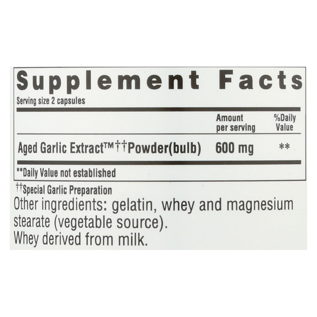 Kyolic - Aged Garlic Extract Cardiovascular Original Formula 100 - 300 Capsules - Lakehouse Foods